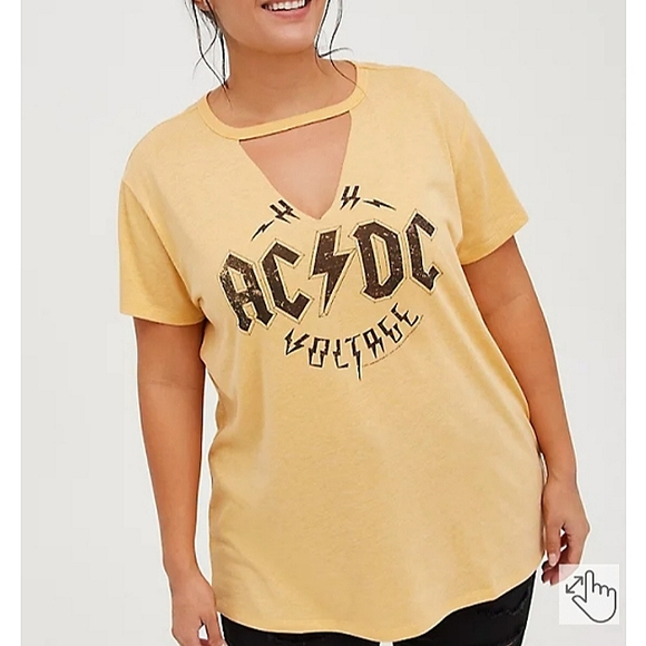 LAST CHANCE SALE☆NWT~TORRID AC/DC Rock Band Choker Cutout Tee~Plus Size 0X~SALE~ - Picture 1 of 10